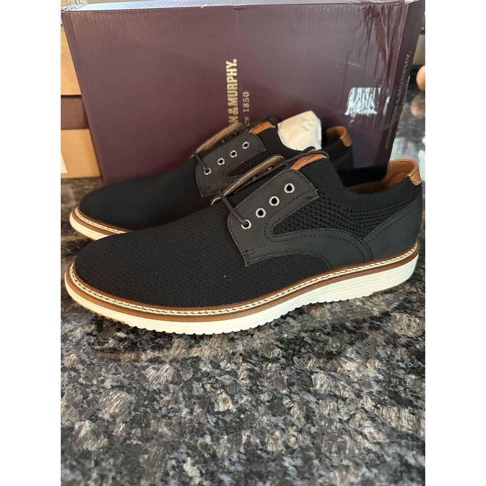 Johnston & Murphy Hodges Black Knit Plain Toe Oxfords 59-5081 Mens 9 M